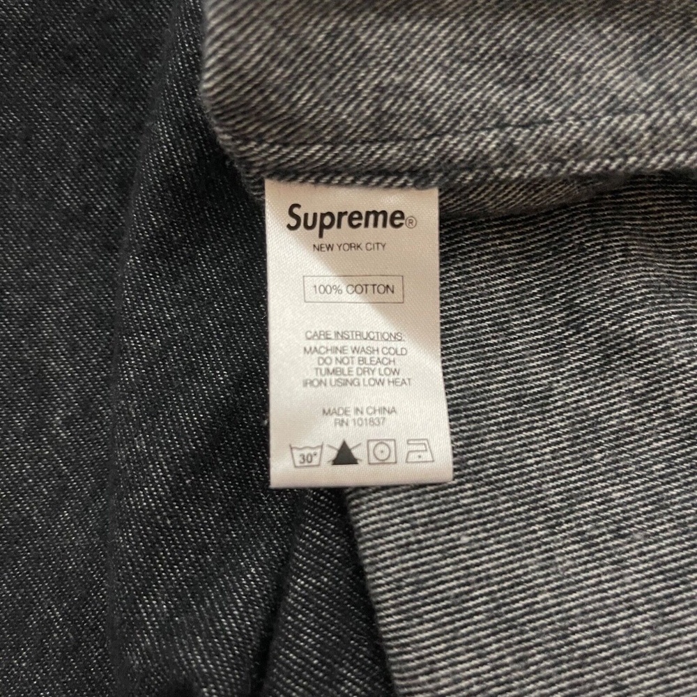 Supreme Men's Shirt Sz L Large Black Button Up Brushed Flannel Cotton NWOT RARE! - Picture 6 of 6